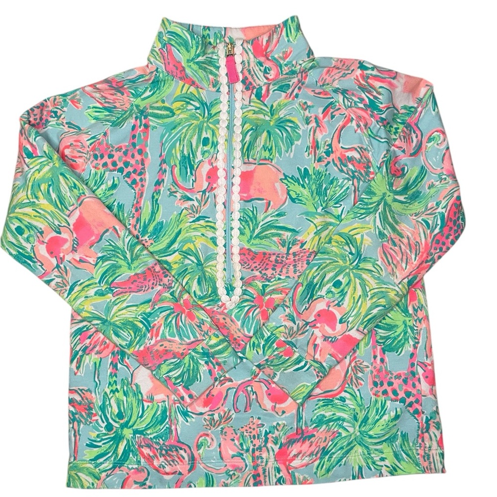 Lilly Pulitzer Colorful Tropical Print Pullover Half Zip- Girls XL